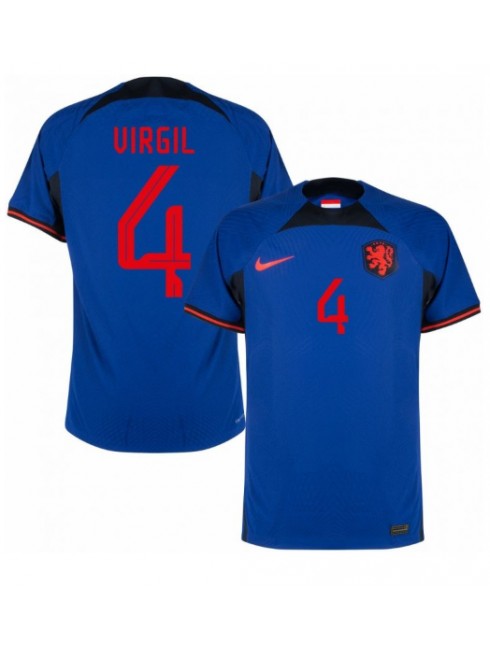 Billige Nederland Virgil van Dijk #4 Bortedrakt VM 2022 Kortermet